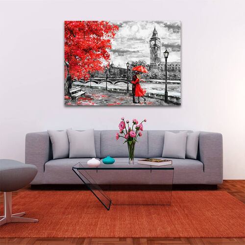 Cuadro Decorativo Pareja Blanco Y Negro Con Vivos Rojos #13 60 X 40