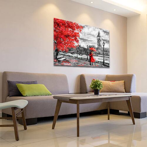 Cuadro Decorativo Pareja Blanco Y Negro Con Vivos Rojos #13 60 X 40