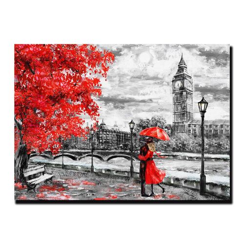 Cuadro Decorativo Pareja Blanco Y Negro Con Vivos Rojos #13 60 X 40