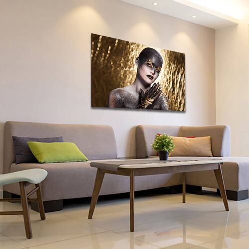 Cuadro Decorativo Mujer en Dorado Moderno # 35 60 X 40