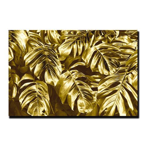 Cuadro Decorativo Hojas Dorados Moderno # 81 90 X 60.