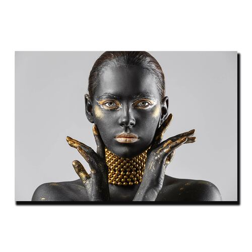 Cuadro Decorativo Mujer en Dorado Moderno # 36 120 X 80.