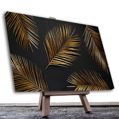 Cuadro Decorativo Hojas Dorados Moderno # 56 120 X 80.