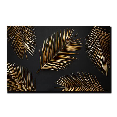 Cuadro Decorativo Hojas Dorados Moderno # 56 120 X 80.