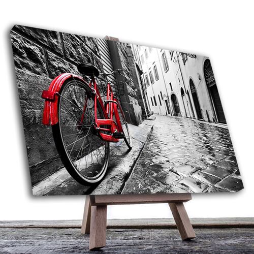 Cuadro Decorativo Bicicleta Blanco Y Negro Con Vivos Rojos #6 45 X 30