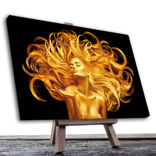 Cuadro Decorativo Mujer en Dorado Moderno # 38 45 X 30