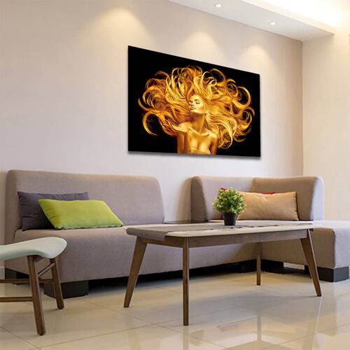Cuadro Decorativo Mujer en Dorado Moderno # 38 45 X 30