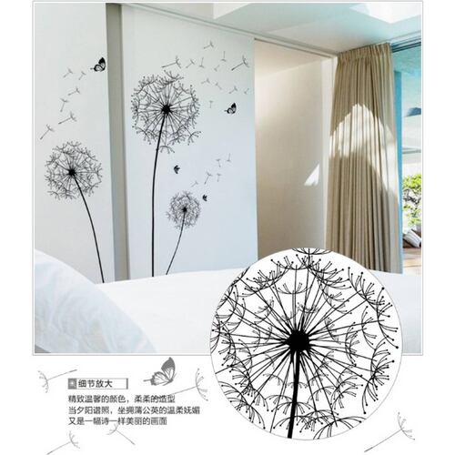 Vinil Decorativo Mariposa En Diente De León Sala Habitación