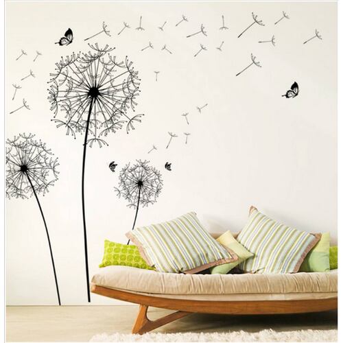 Vinil Decorativo Mariposa En Diente De León Sala Habitación