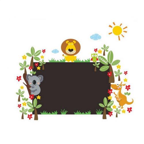 Vinil Decorativo Infantil Pizarron Con Amimales Selva Sala