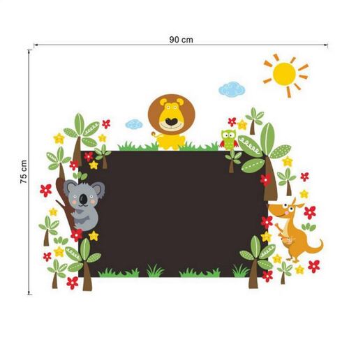 Vinil Decorativo Infantil Pizarron Con Amimales Selva Sala