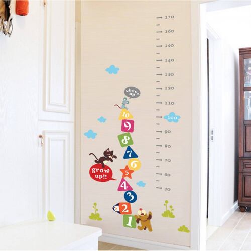 Vinil Decorativo Infantil Regla Medición Números Gato YPerro