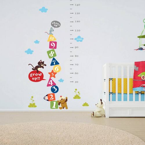 Vinil Decorativo Infantil Regla Medición Números Gato YPerro