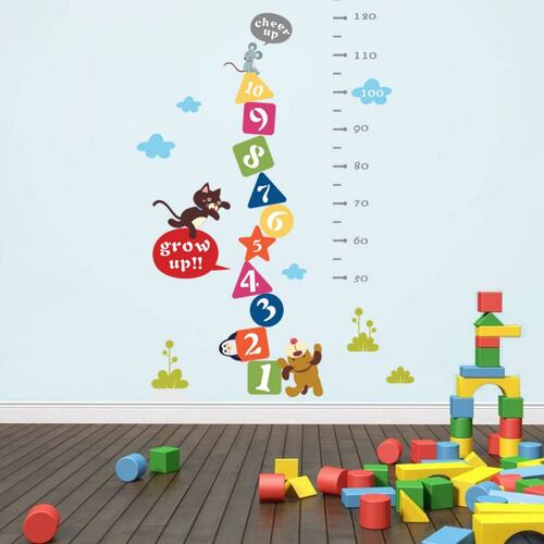 Vinil Decorativo Infantil Regla Medición Números Gato YPerro