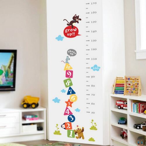 Vinil Decorativo Infantil Regla Medición Números Gato YPerro