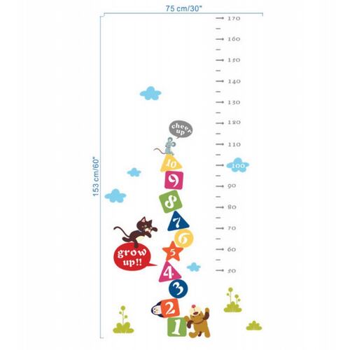 Vinil Decorativo Infantil Regla Medición Números Gato YPerro