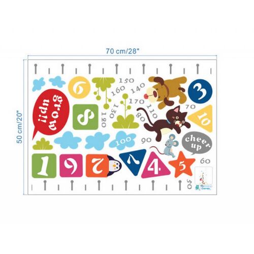 Vinil Decorativo Infantil Regla Medición Números Gato YPerro
