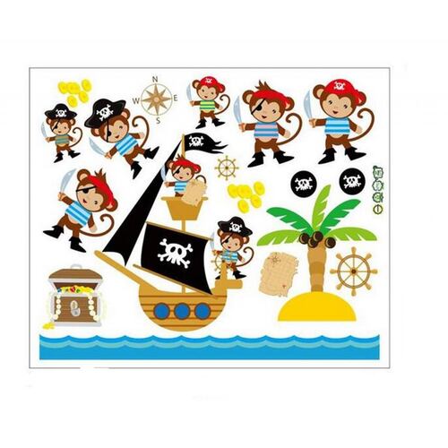 Vinil Decorativo Infantil Changos Barco Pirata Sala Estancia