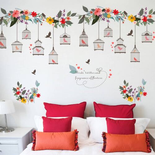 Vinil Decorativo Hogar Ramas Jaulas Retro Sala Habitación