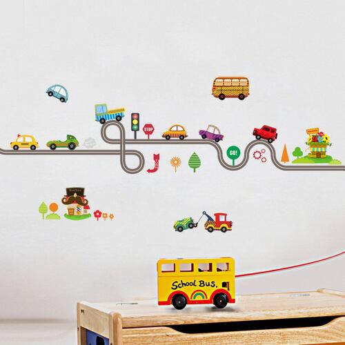 Vinil Decorativo Infantil Pista Autos Carritos Habitación