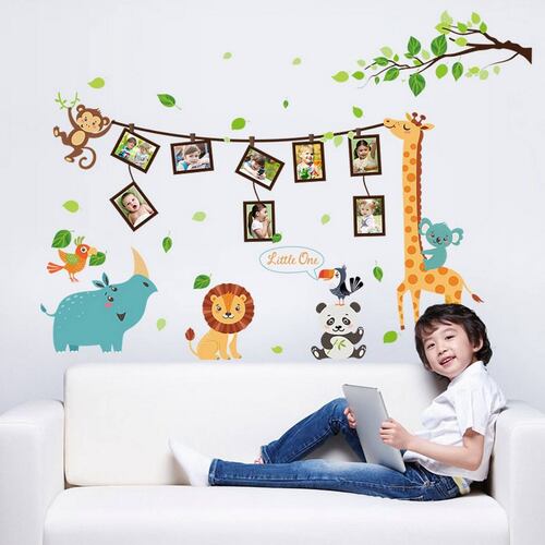 Vinil Infantil Porta Retratos Bebé Crecimiento  Jirafa Sala