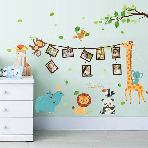 Vinil Infantil Porta Retratos Bebé Crecimiento  Jirafa Sala