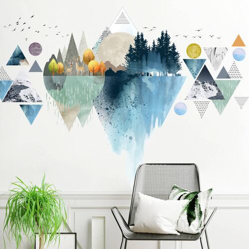Vinil Decorativo Paisaje Nórdico Pintura Artistica Hogar