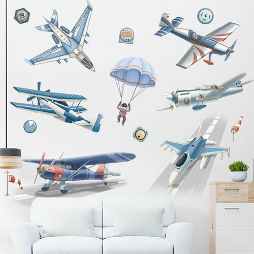 Vinil Decorativo Infantil Aviones Piloto Cuarto Niños Bebé