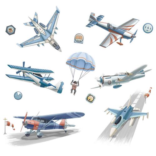 Vinil Decorativo Infantil Aviones Piloto Cuarto Niños Bebé