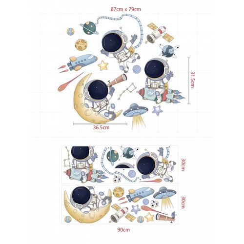 Vinil Decorativo Astronauta Nave Espacial Cuarto Niños Bebe