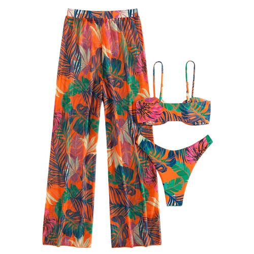 Traje de Baño Bikini 3 Pzas Salida de playa Pantalón Cover up