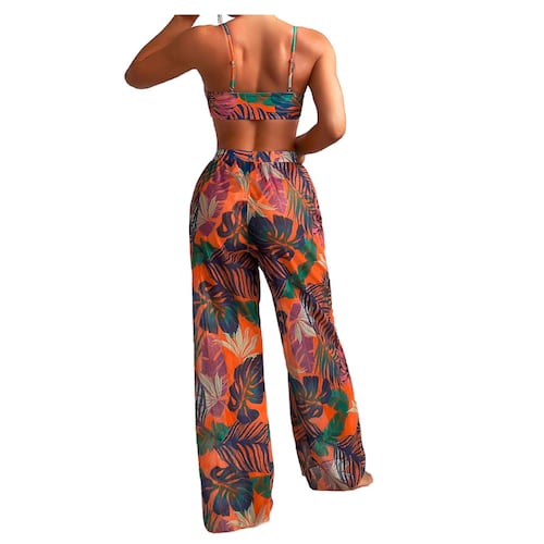 Traje de Baño Bikini 3 Pzas Salida de playa Pantalón Cover up
