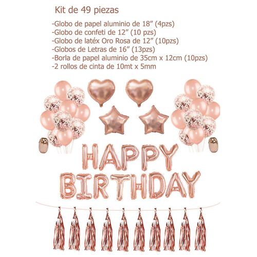 Kit de Decoración para Fiesta Globos de  Cumpleaños Rosa