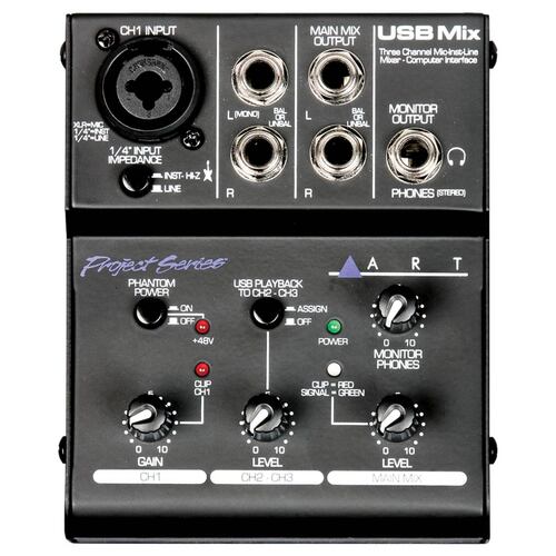 ART USB MIX Mezcladora Compacta con interfaz 3 Canales 