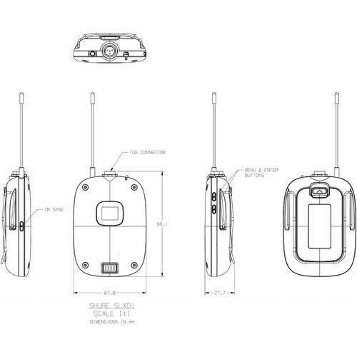 Shure SLXD1 G58 Bodypack Transmisor Inalámbrico Digital 