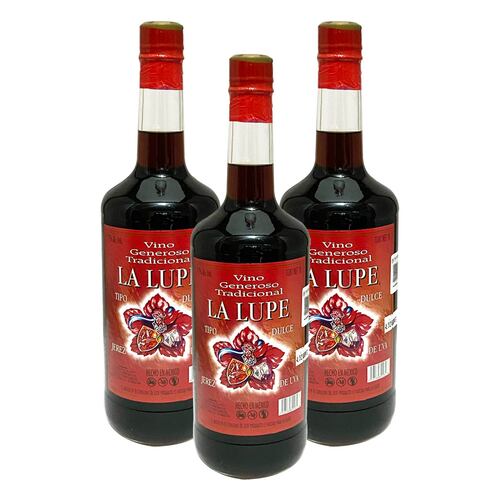 Tripack Vino Generoso Tradicional La Lupe Tipo Jerez 1L