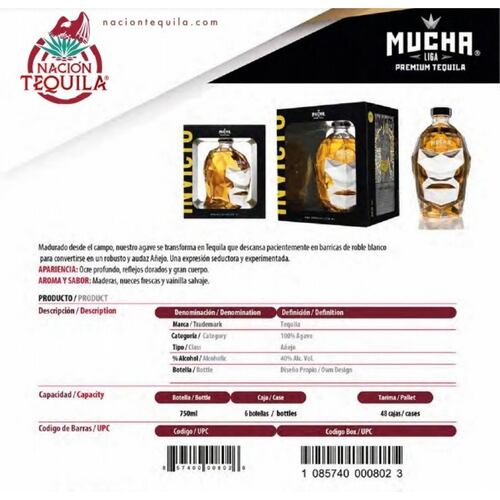 Tequila Mucha Liga Añejo 750ml