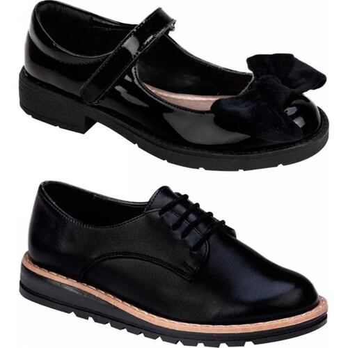 Kit 2 pares choclo casual niña negro Vivis Shoes Kids modelo 1003