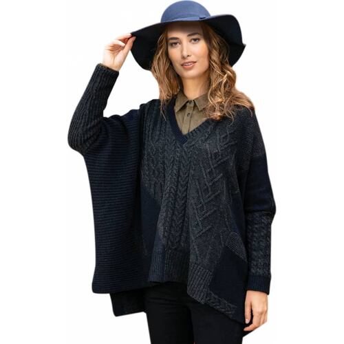Poncho/capa abrigadora dama azul marino Sao Paulo modelo W8QA