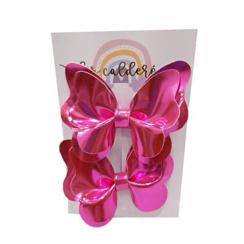 Broche Con Moño Mariposa Fiusha Meta 2pz.