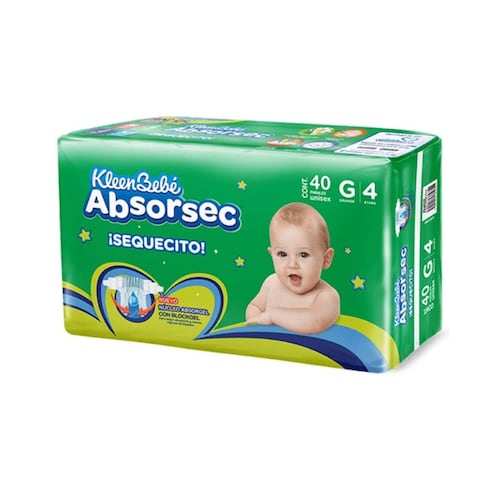 Pañal Kleen Bebé Absorsec Grande 40pz.