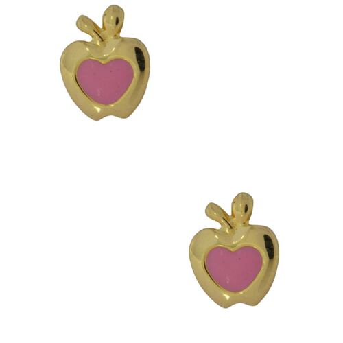 Aretes Broquel Oro 14k Manzanita Rosa St.