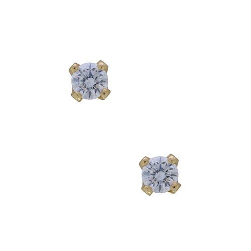 Arete Broquel Oro 14k Diamante Recto Ste.