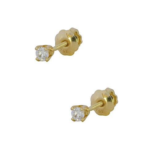 Arete Broquel Oro 14k Diamante Recto Ste.