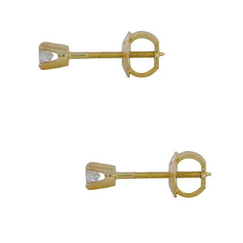 Arete Broquel Oro 14k Diamante Recto Ste.