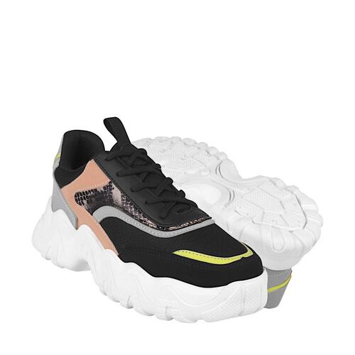 TENIS CASUALES DAMA STYLO 12031 TEXTIL NEGRO