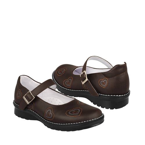 Zapato escolar Dominiq para niña simipiel cafe 594