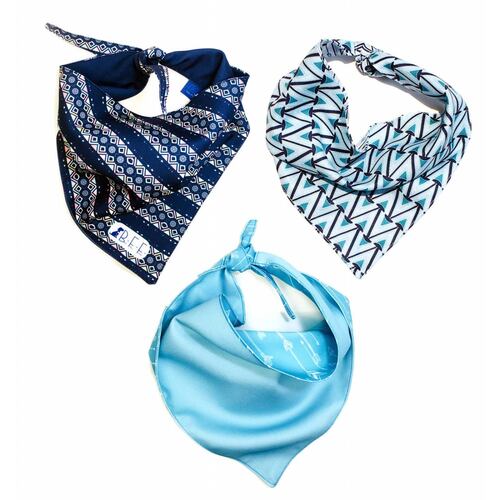 Bandanas para perros set de 3 piezas talla chica - Tribal Azul 