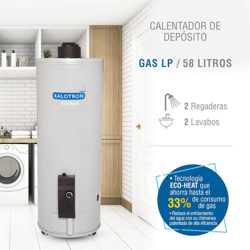 Boiler deposito gas lp 60l 2.5 servicios encendido electrico kalotron 