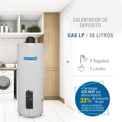 Boiler deposito gas lp 40l 1.5 servicios encendido electrico kalotron 